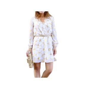 LILLY PULITZER Colby Tunic Dress in Gold Metallic Floral Silk Chiffon Size 4